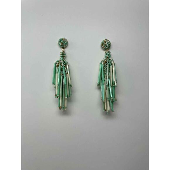 Fashion Mint and ivory sticks with gold and mint tiny‎ beads. Dangle 4 inch - Picture 2 of 2